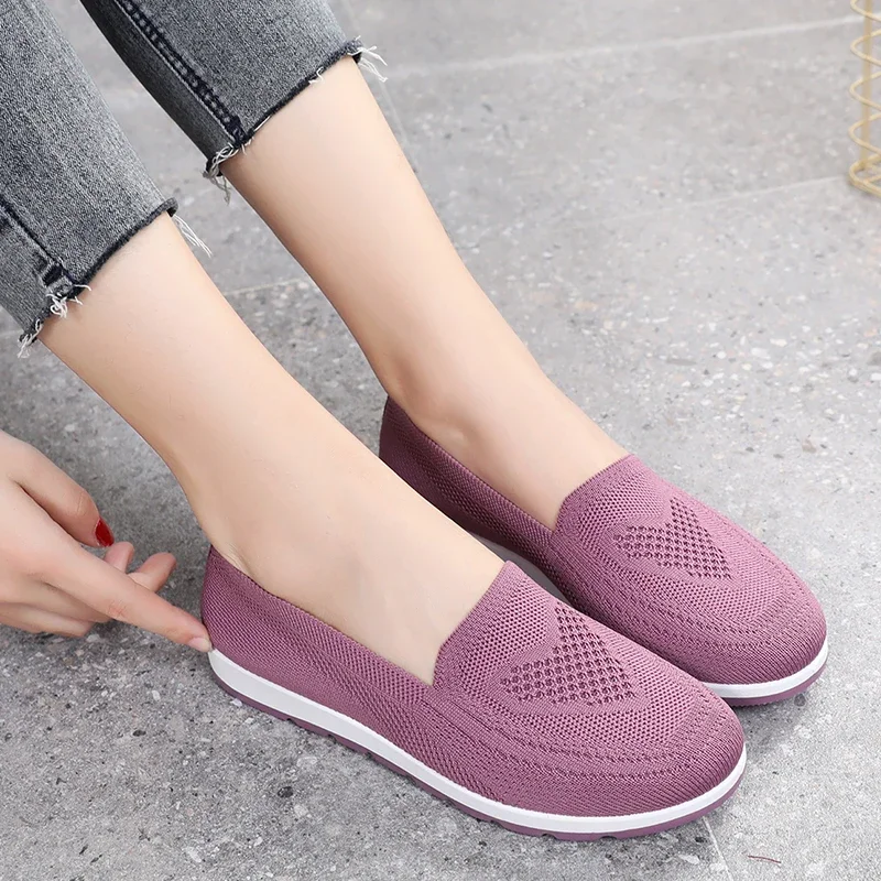 women\'s summer sneakers slip on flat shoes Women\'s Casual Loafers walking shoes Female Outdoor Mesh Soft Bottom Sports Shoes2023