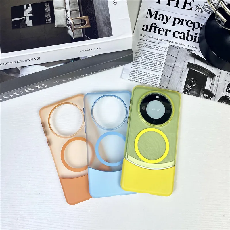 Transparent Matte Color Down Up Insert PC Magnetic Case For Huawei Mate 60 Pro Plus Shockproof Back Cover Shell