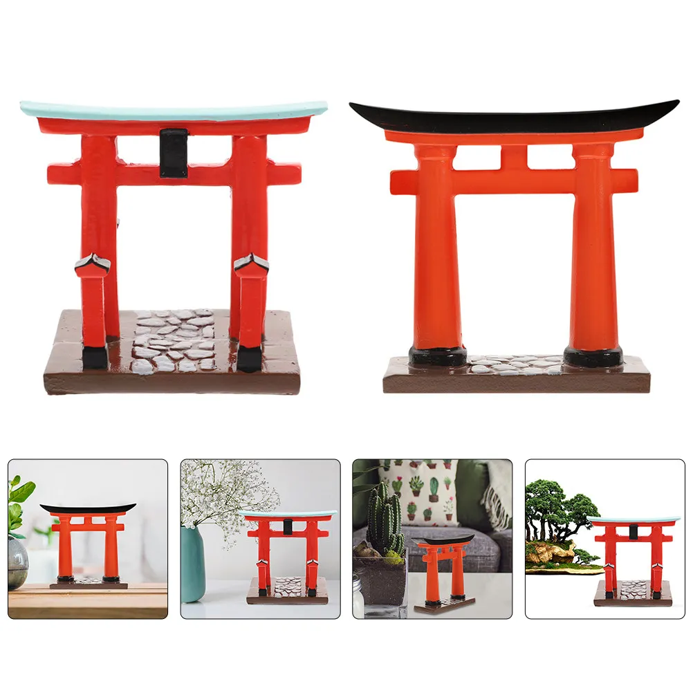 

2 шт. миниатюрных ворот Тории из смолы для декора миниатюрного дома в японском стиле, реквизит для микросхематизации, идеально подходят для спальни, гостиной, аквариума