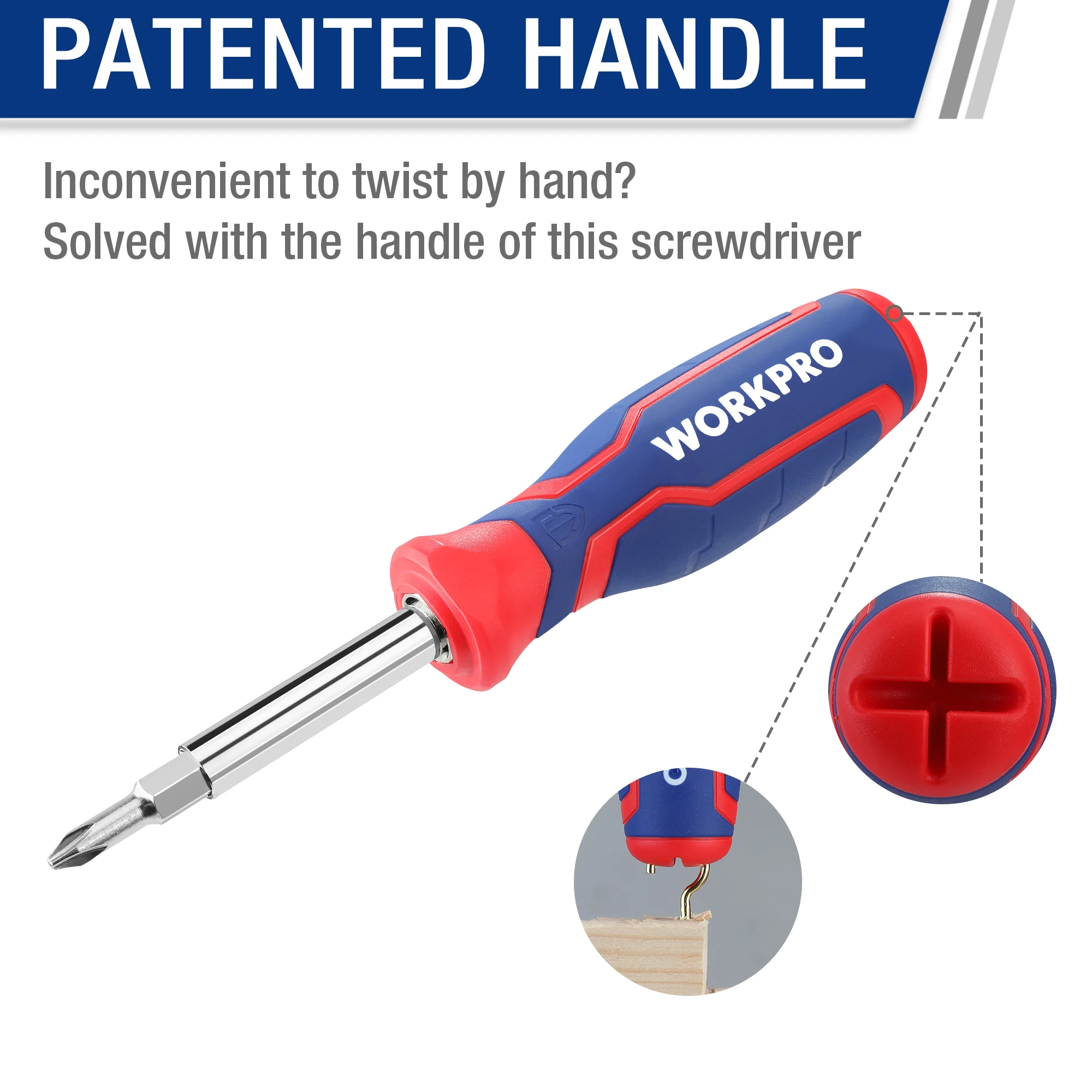 WORKPRO 14 in 1 Screwdriver Set Cr-V Screwdriver with FlatHead and Phillips-Head DIY Screwdriver Kit with Oxford Storage Bag