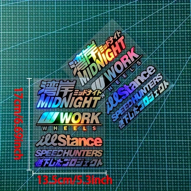 Multicolor JDM Style Text Stickers Waterproof Vinyl Decals For Car Bumper Window