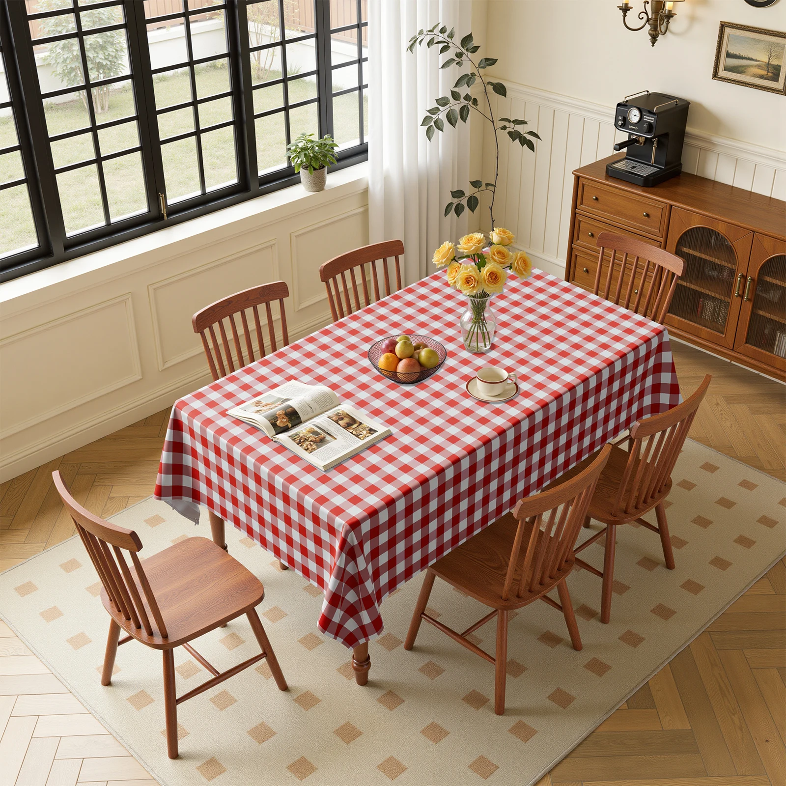 300x150cm Rechteckige Karierte Tischdecke Outdoor Wasserdichtes Buffalo-Plaid Tischtuch für Outdoor, Camping, Picknick, Terrasse