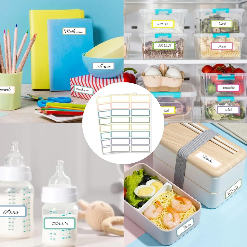 15 Sheet Removable Labels Multipurpose Self-Adhesive Labels Waterproof Rectangular Labels Stickers for Whiteboard Storage Bin