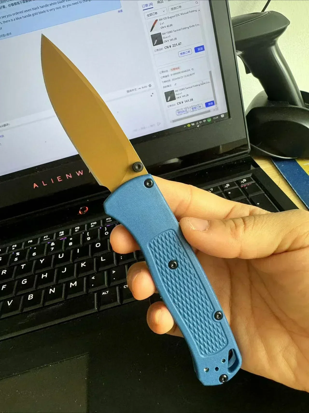 EDC 접이식 포켓 나이프 블랙화이트 이미지