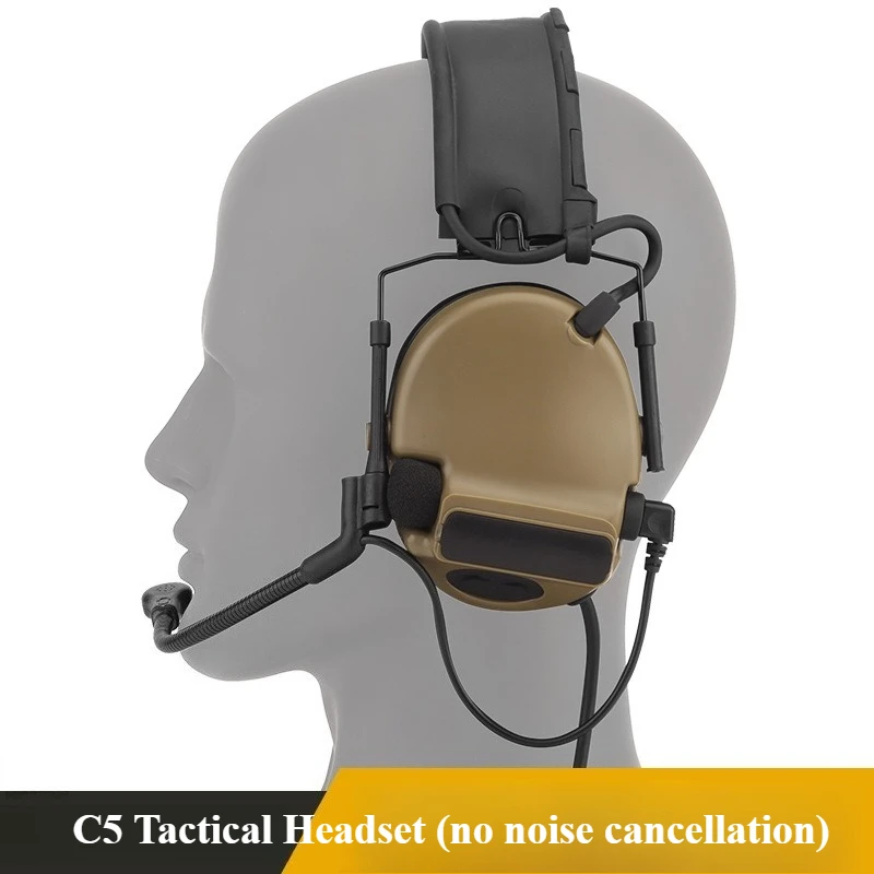 

RTC5 Outdoor Tactical Communications Headset (no noise cancellation version) High elastic sponge ear muffs