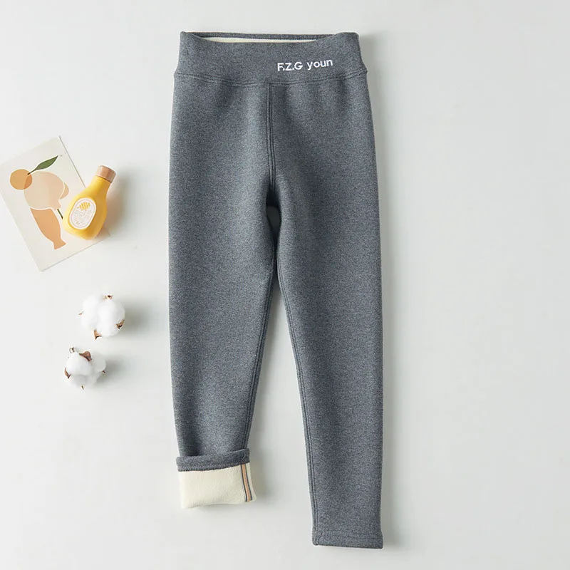 2024 New Autumn Winter Kids Girls Solid Fleece Leggings Thicken Warm Skinny Teenage Girls Pencil Pants Children Stretch Trousers