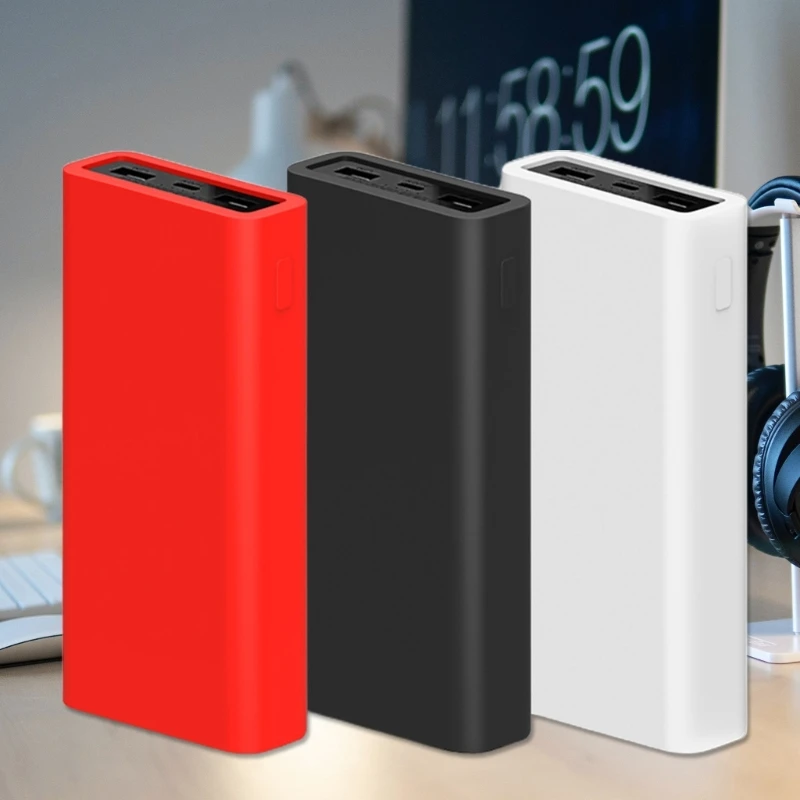 Silicone Power Bank Protective Sleeve For Xiaomi 20000mAh Power Bank Shockproof Protector Cover Anti Fall Protective Case