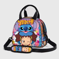 Stitch Stitch Lunch Bag Anime Peripheral Fully Printed Portable Shoulder Strap Insulated Lunch Box Can Be Worn Cross-body