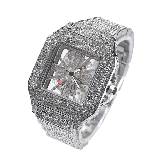 Imagen 2 del producto THE BLING KING Iced Out-reloj de cuarzo para hombre, cronógrafo de pulsera automático, esfera cuadrada, marca de lujo, estilo hip hop