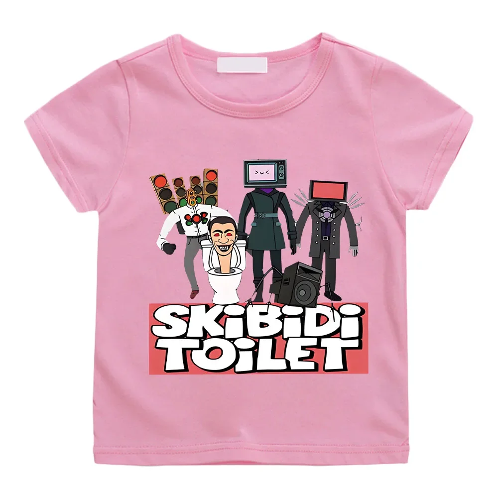 Hot Game Skibidi Toilet T Shirt Kids Speaker Man Camcorderman Clothing Baby Boys Cotton Tshirts Teenager Girls Short Sleeve Tops