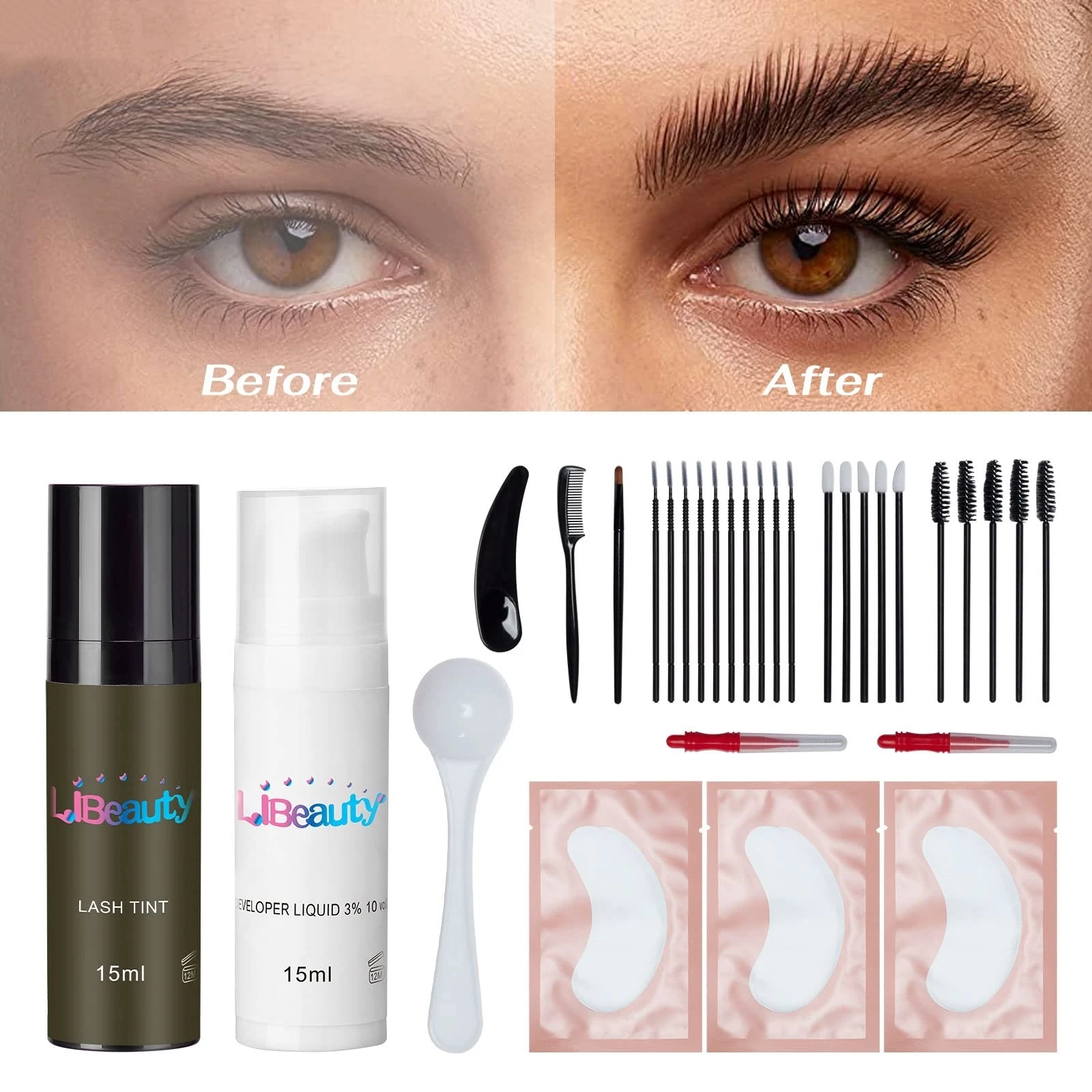Libeauty 15 ml Semi Permanent Augenbrauen Farbstoff Tönung Schnelle Gel Wimpern Kit Augenbrauen Tönung Farbstoff Schwarz Make-Up Augenbrauen Creme Make-Up werkzeug