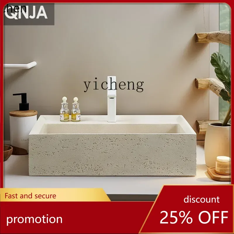 

HT Countertop Wash Basin Stone Rectangular Artistic Wash Basin