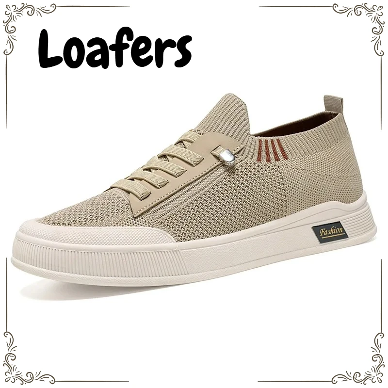 

Summer Breathable Mesh Men's Sneakers Lightweight Casual Men's Shoes Solid Color Knitted Comfort Anti-slip Walking Shoes for Men