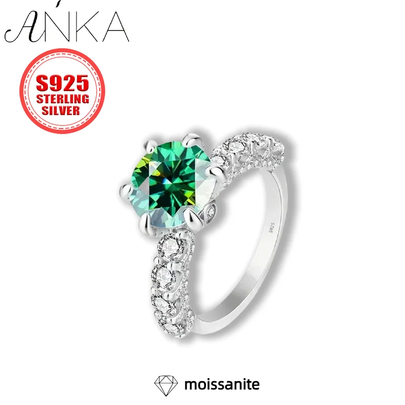 S925 Sterling Silver Ring Green 3ct Moissanite Ring Light Luxury Premium Group Set Full Moissanite Ring jewellery women rings