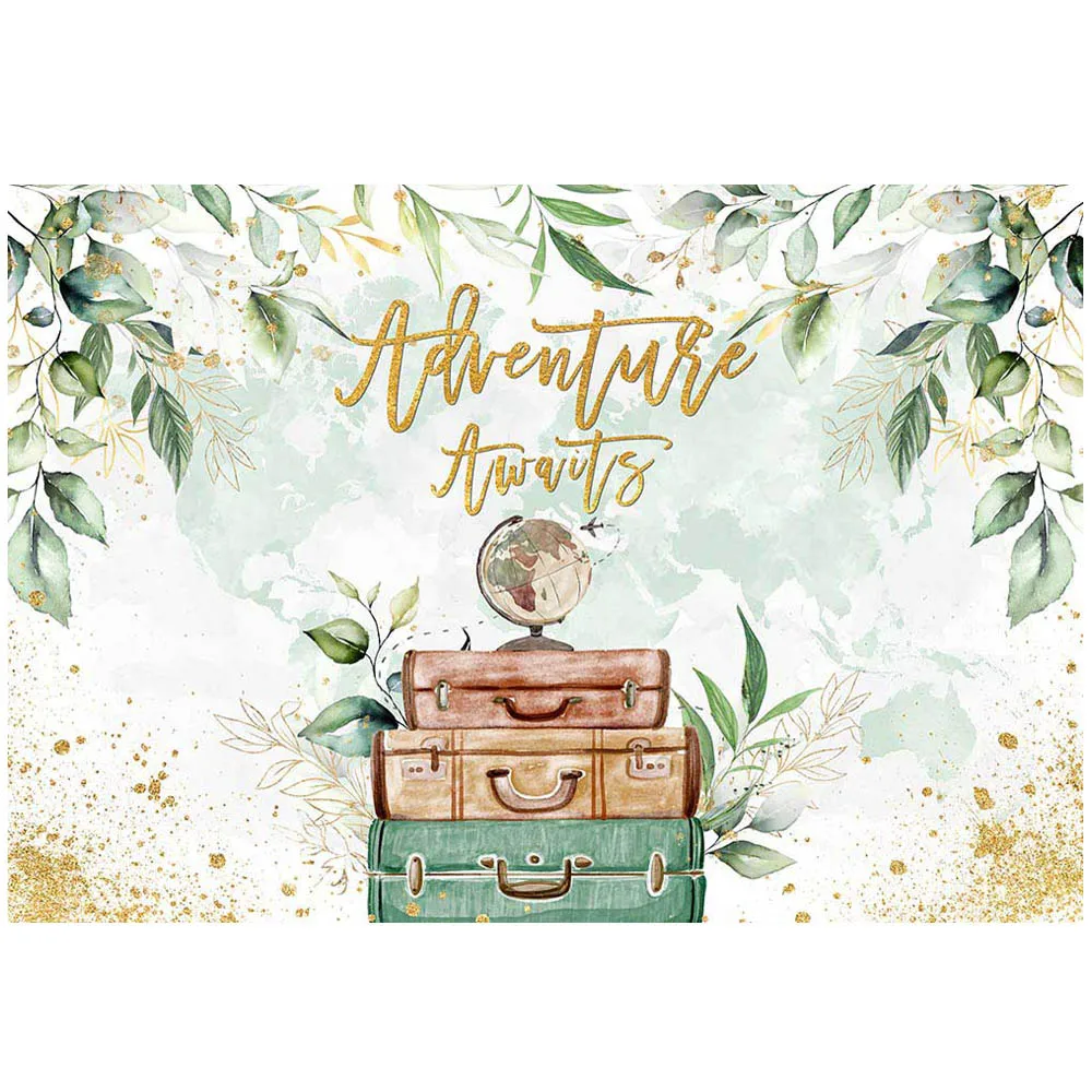 Mocsicka Adventure Awaits Newborn 1st Birthday Party Photo Background Boy Girls Baby Shower Backdrop Green Leaves Baptism Banner