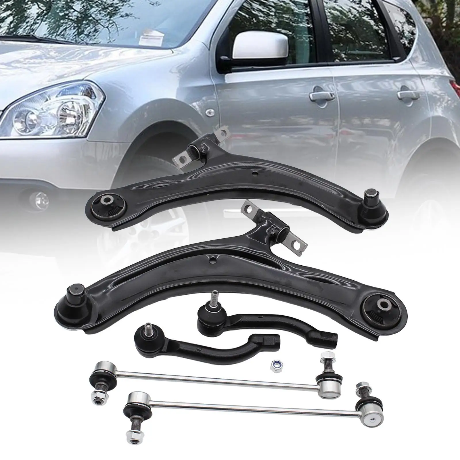 

2 Pieces Front Lower Wishbones Arms Metal Premium Repair Part Easily Install Directly Replace for Nissan Qashqai 2007-2015