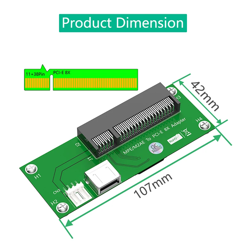 Cartão Riser Mini PCI Express para PCI-E X8 Slot com Cabo de Extensão FPC, Porta USB 2.0, Fonte de Alimentação 4Pin, Pad Magnético para Desktop, PC