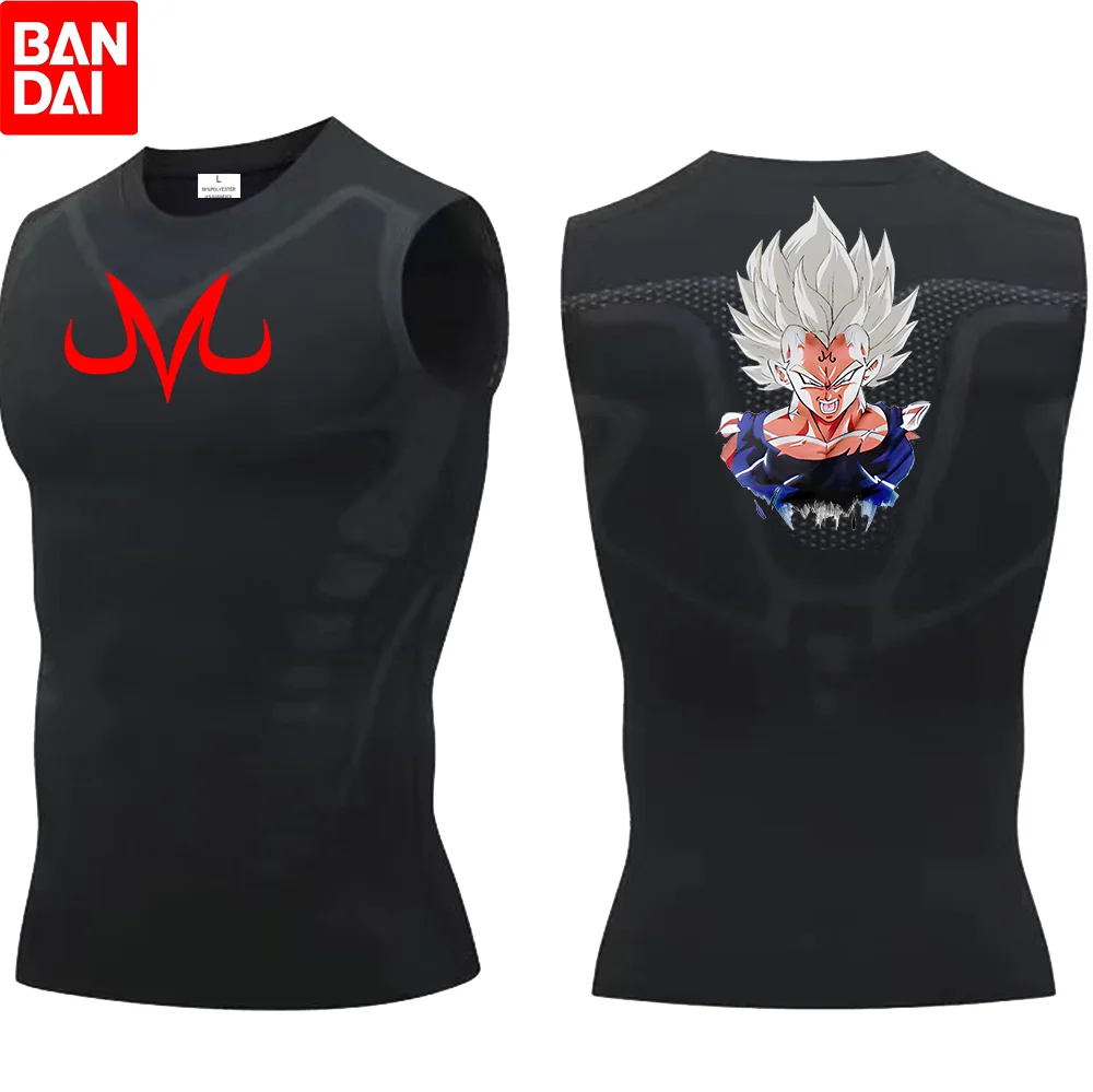 قمصان Dragon Ball للرجال للياقة البدنية وكمال الأجسام، ملابس رياضية للصالة الرياضية، سترات عضلية قابلة للتنفس، قمصان صيفية بدون أكمام باللون الأسود #4