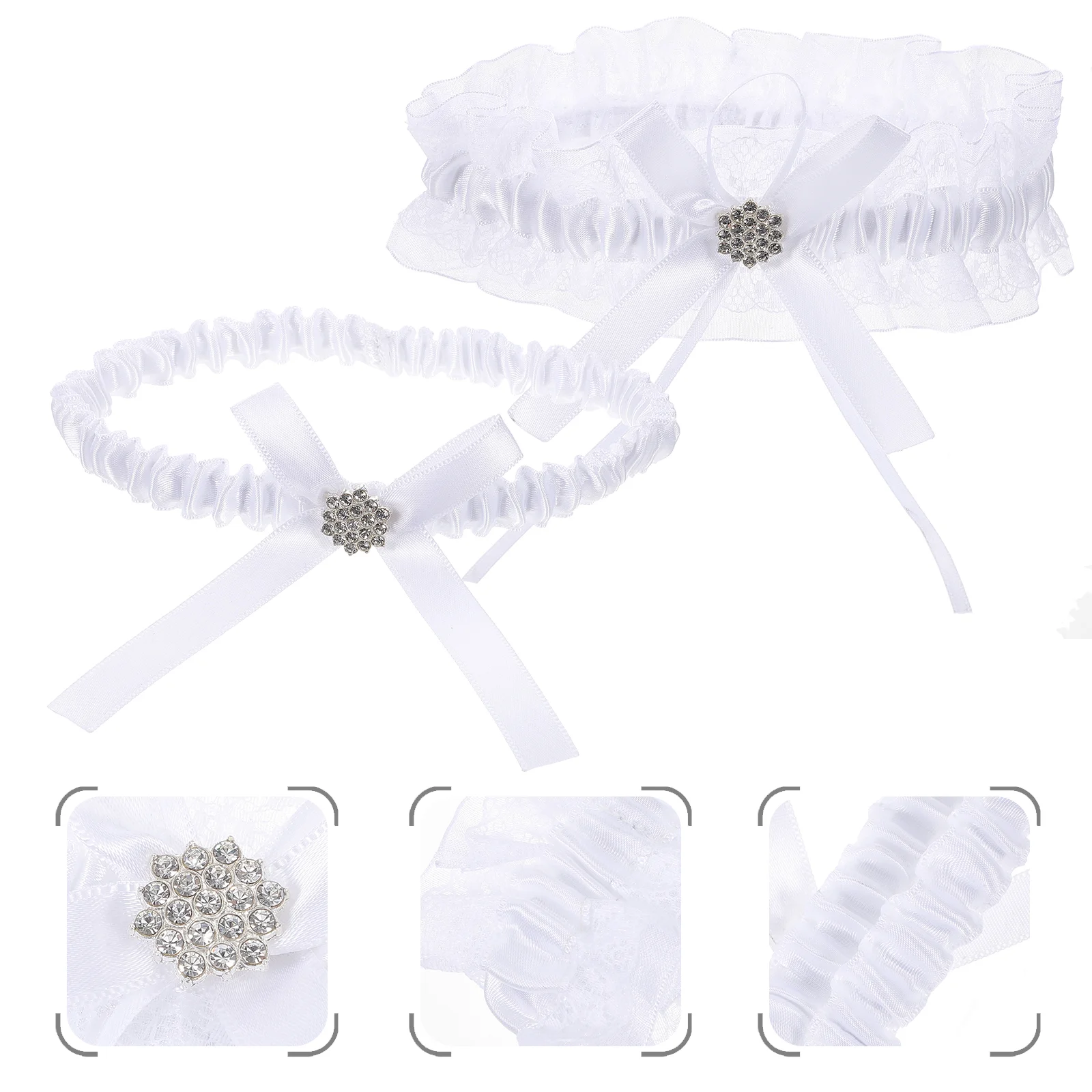 2 Pcs Bridal Decor Garters for Bride Leg Strap Wedding Lace Elastic