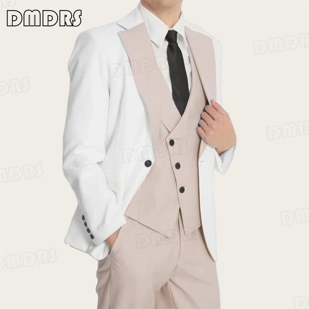 High Quality Wedding Suit for Men, Slim Fitting Men's 3-Piece Suit Set, One Button Notched Blazer, Vest Pants Plus Size Suits