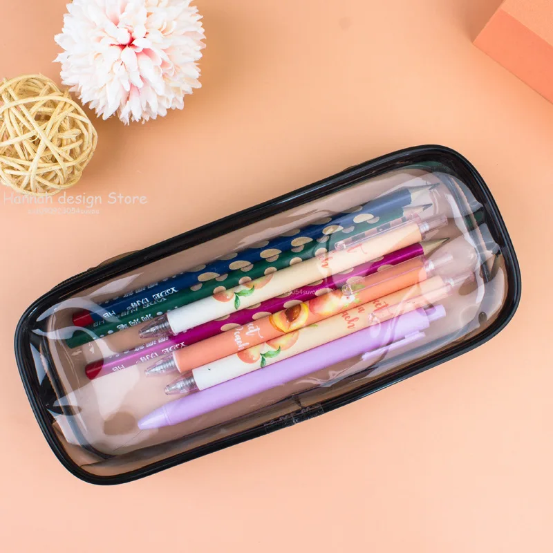 Women's Cosmetic Bag Transparent Travel Accessories Makeup Zipper Waterproof for Girl Student PVC Brush Pencil Case Pouch