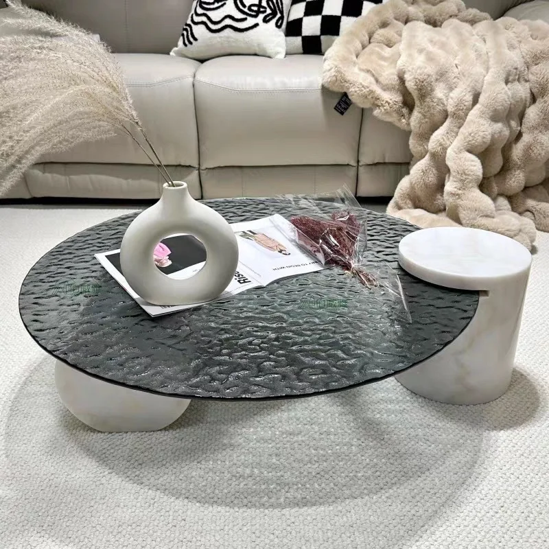 

Customizable Italian light luxury water corrugated glass coffee table