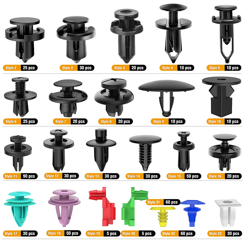 725Pcs Car Push Retainer Clips 23 Popular Sizes Auto Fasteners Assortment With Remover Tie Straps Sponge Pads