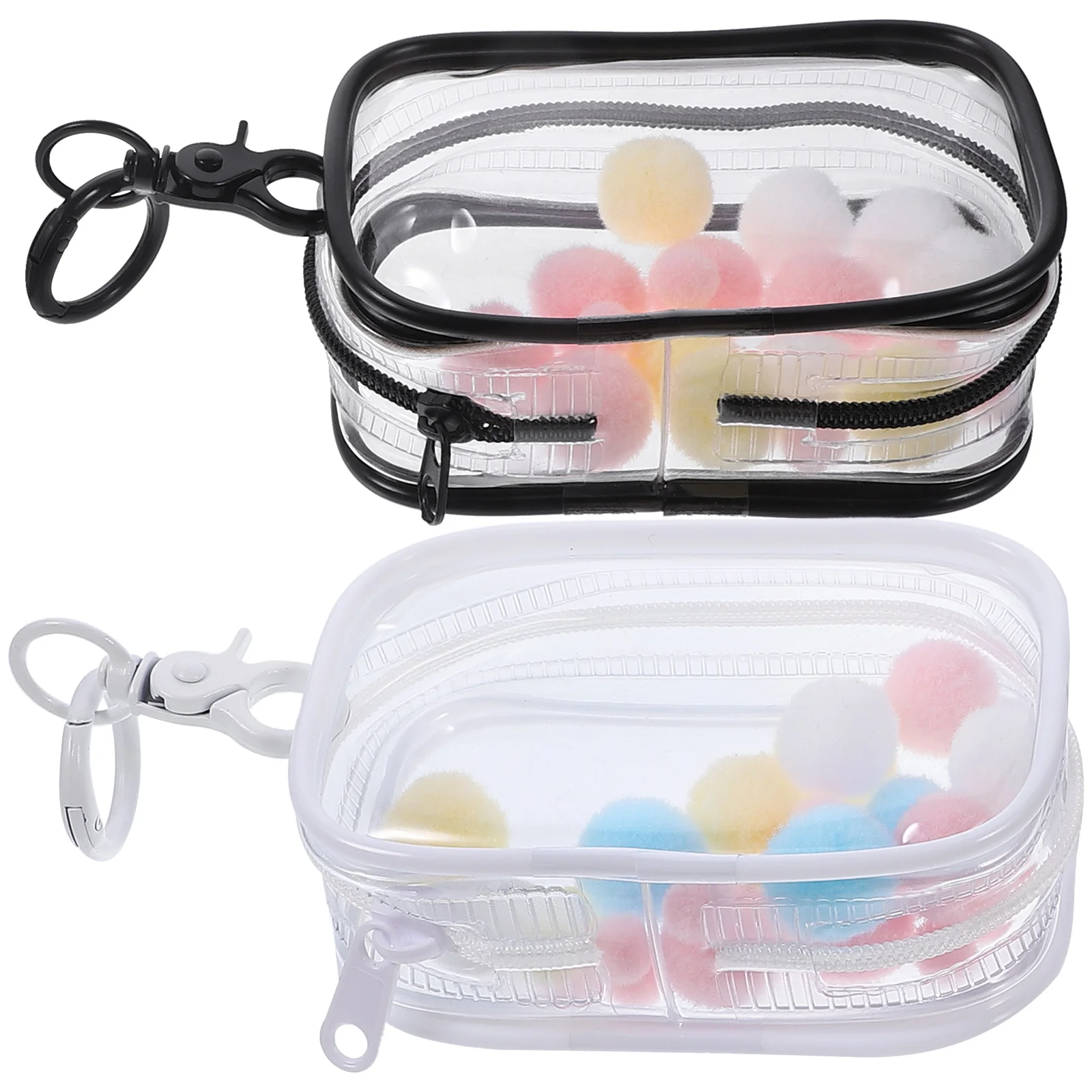 2 Sets Clear Figure Display Bag with Keychain Portable Small Storage Bag Collectibles Display Case