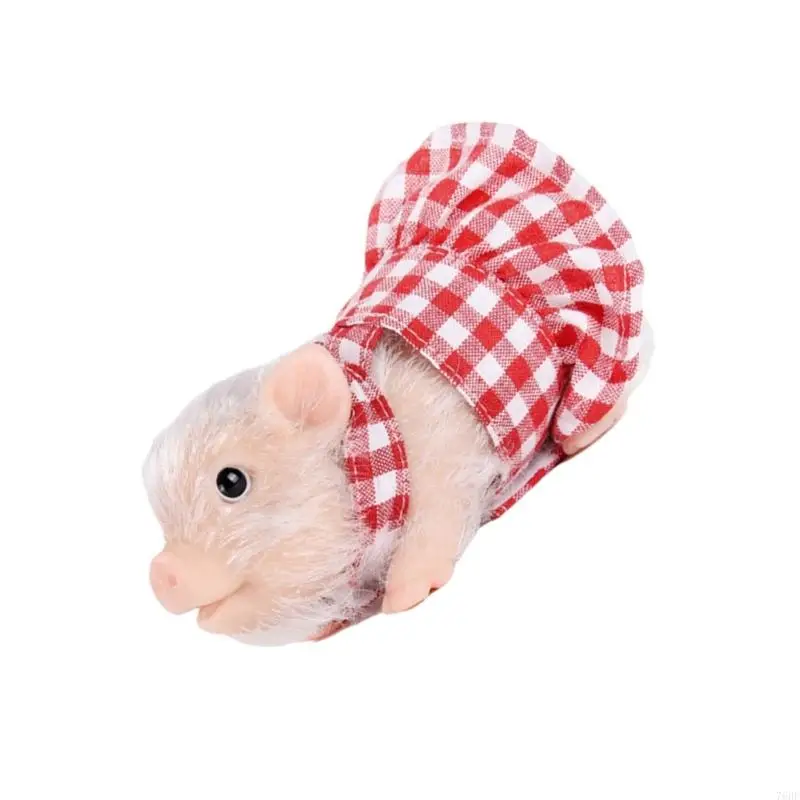 76HF فستان زهرة قابل للعصر خنزير محاكاة لعبة مادة السيليكون الناعمة مع زجاجة تستخدم في الرضاعة لتخفيف التوتر