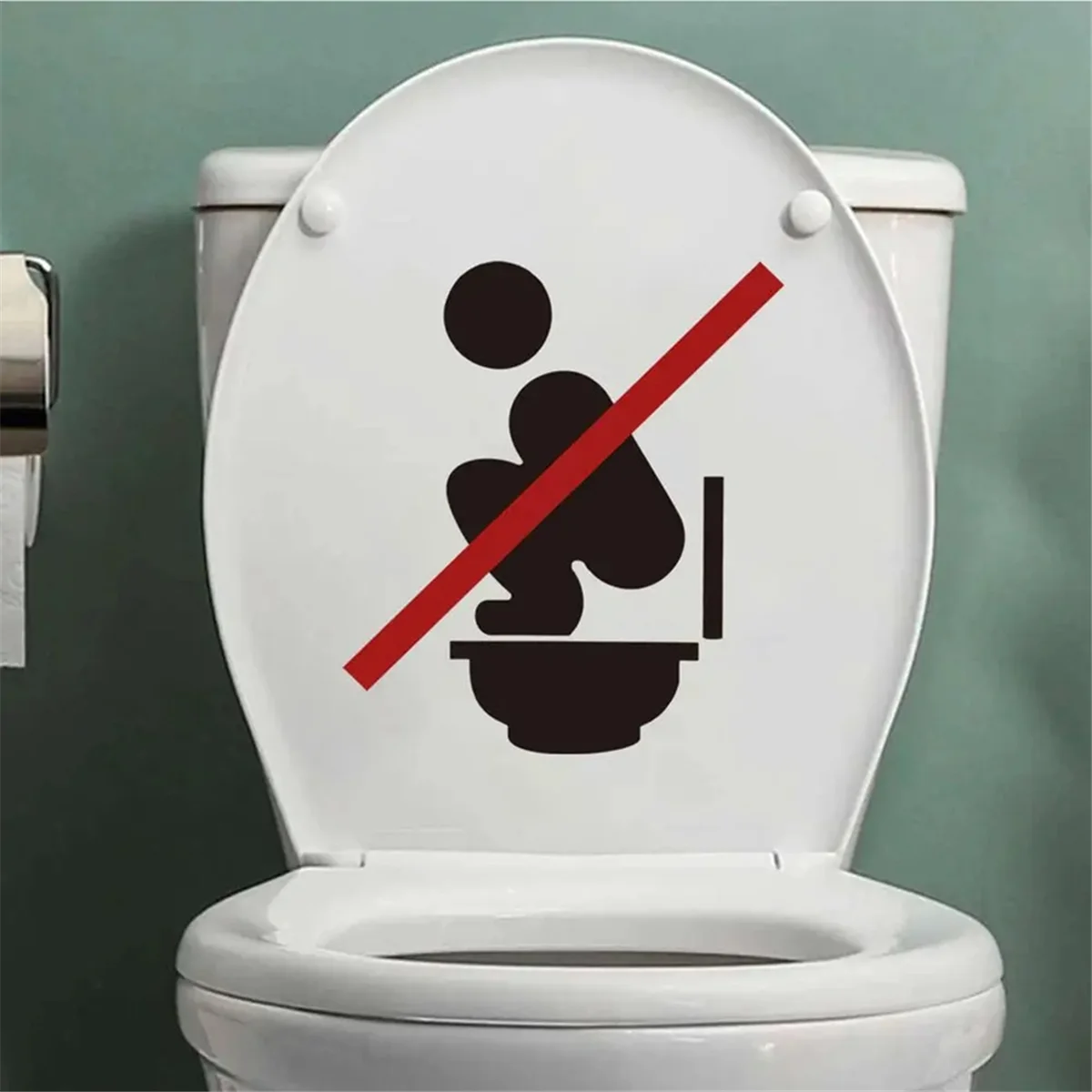 Warning Decals for Toilet Adhesive No Squatting Toilet Warning Stickers Peel and Stick Bathroom Reminder Signs for Bars