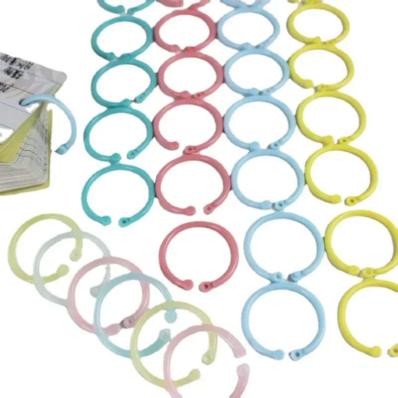 

25mm 100pcs Binder Ring Open Loop Loose Paper Buckle Clip Card Binding Plastic Rings for Notebook Loose-leaf Book Binding