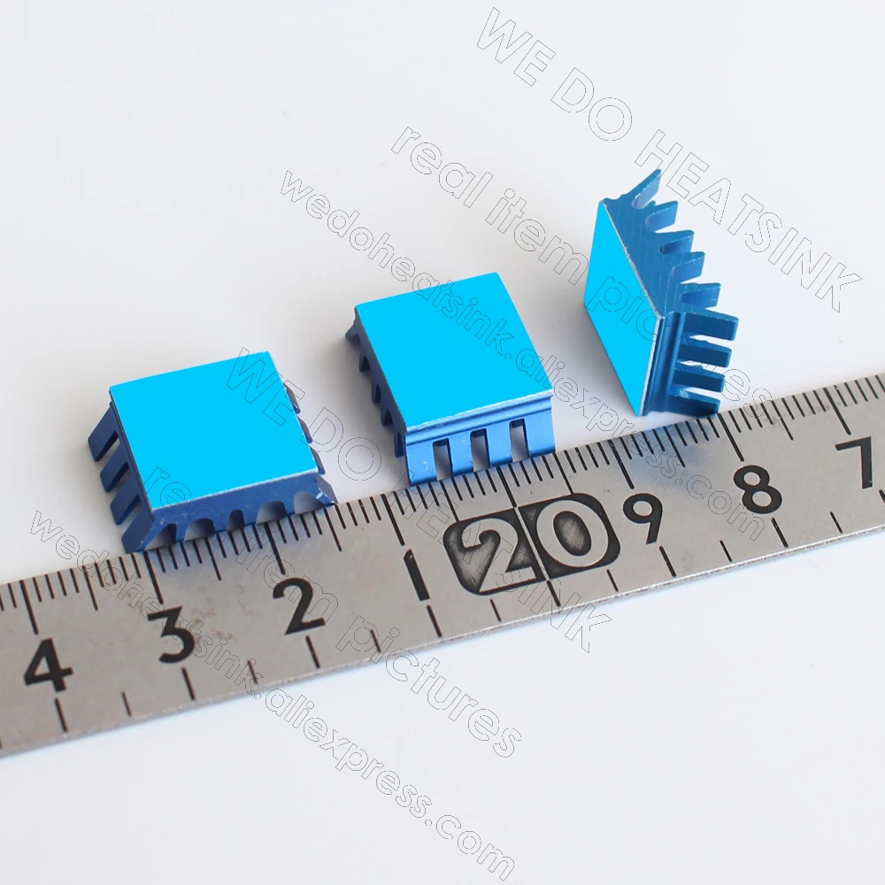 WE DO HEATSINK 15pcs Aluminum Spiky Blue 13x14x6.5mm Cooling Cooler Heatsink With Blue Thermally Double Sided Pad Applied