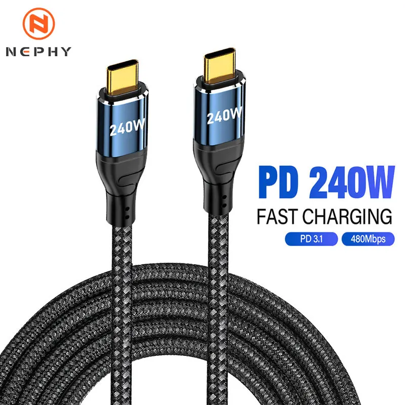 240W USB Type C Cable for iPhone 15 Plus Pro Max PD3.1 Supercharge for Samsung S23 48V5A Fast Charger USB C Cable for Macbook PC