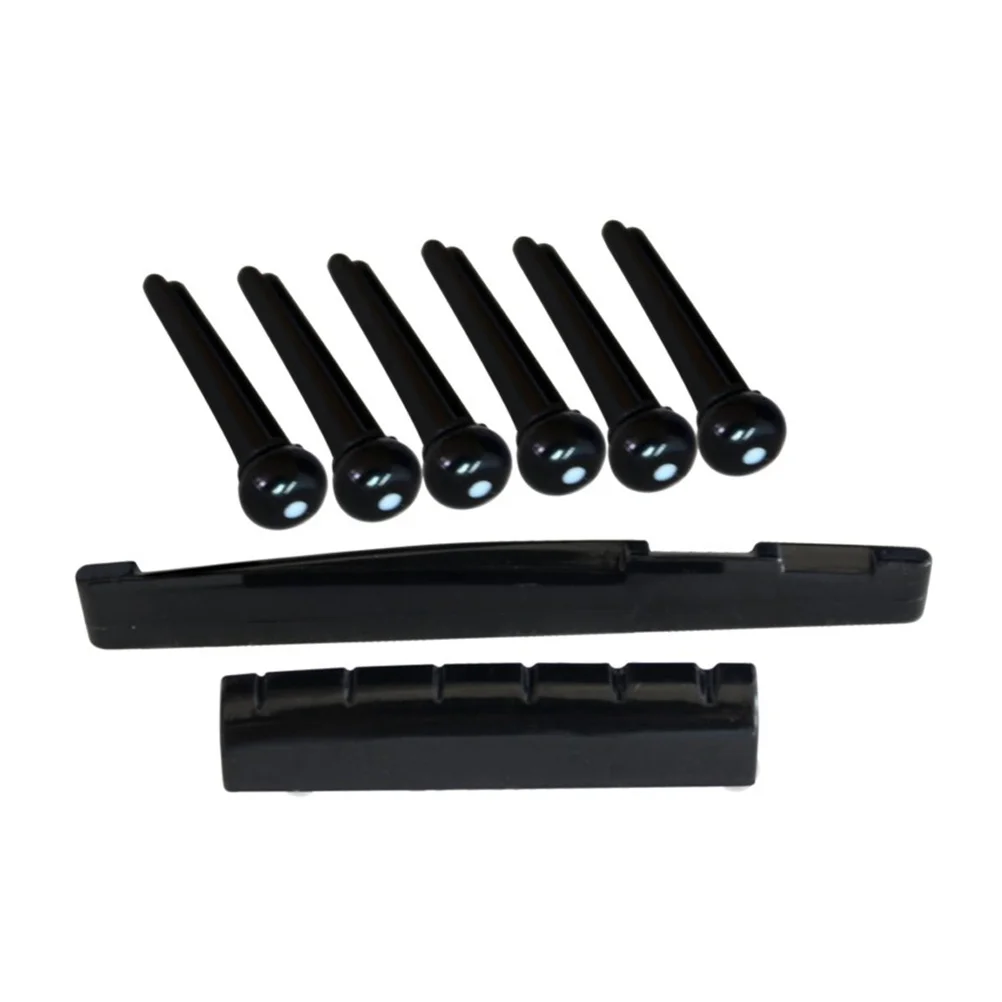 

Acoustic Guitar Replacement Parts Black Saddle Bridge Nut Kit Professional Guitar Accessories Sturdy Standard Size For