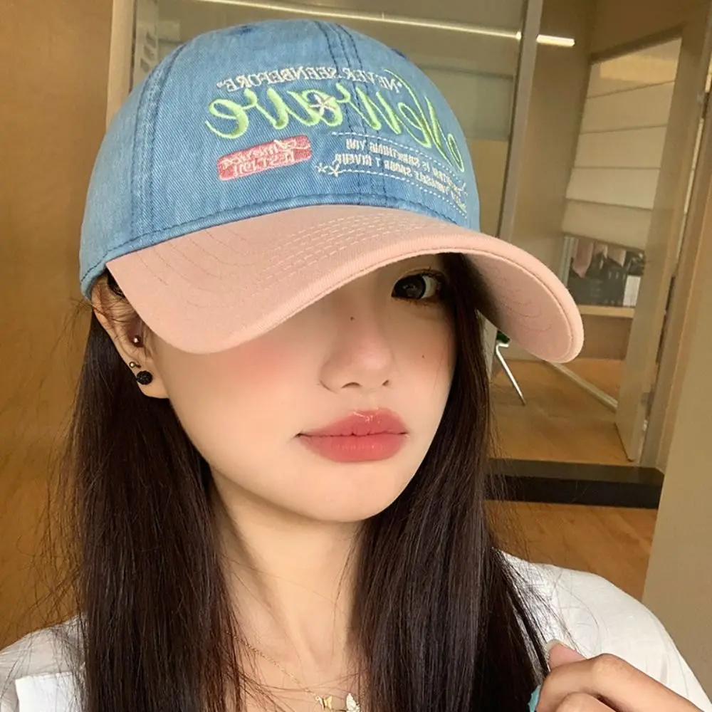 

Trendy Korean Letter Baseball Hat Embroidery Denim Peaked Cap Visor Y2k Snapback Cap Unisex