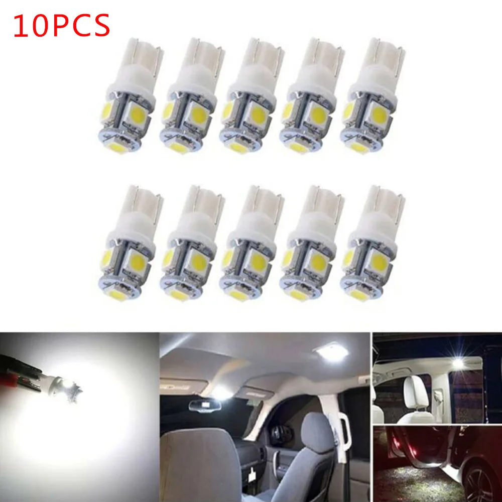 10PCS Car Dome Map Lights T10 White 194 168 2825 5050 5SMD LED Bright Car Lights Lamp Bulb Peanut LED Replacement Bulbs