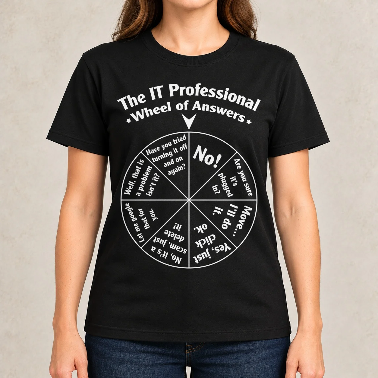 The IT Professional Wheel of Answers. Women T-Shirt summer top graphics animal print shirt for girls tshirts for Women