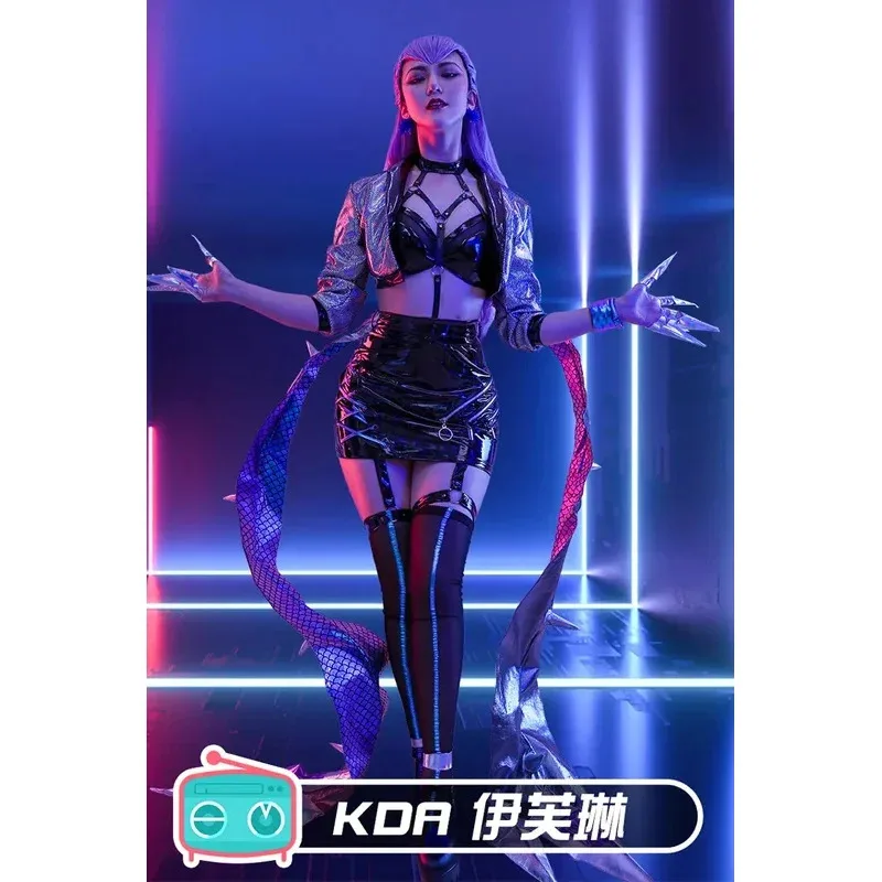 

LOL Game Cosplay Evelynn All Out KDA Series Laser Singing Uniform Female Team Cosplay Costume Full Set