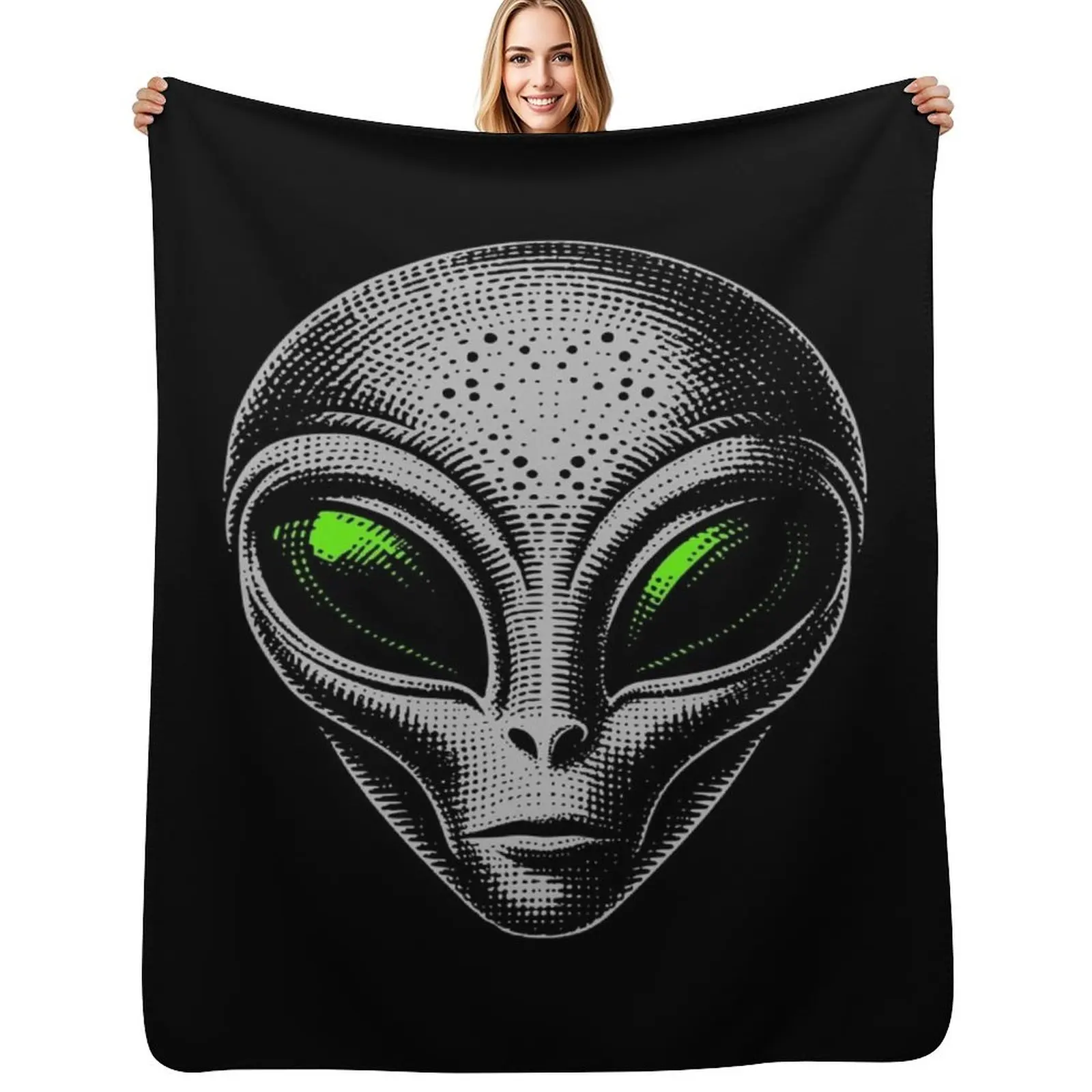 

Grey Alien Throw Blanket Camping Tourist Travel Moving Blankets