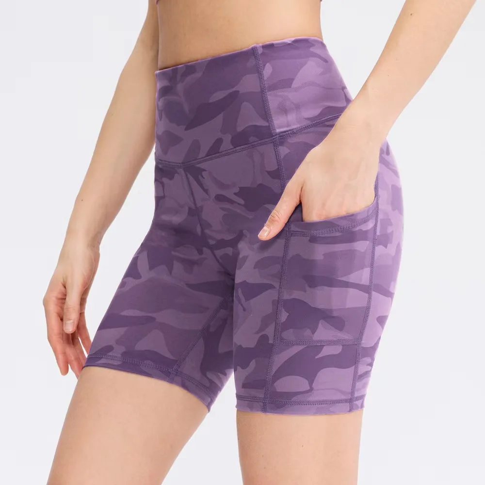 Pantaloncini da yoga modellanti a vita alta per il fitness a compressione addominale da donna, pantaloncini da corsa sportivi con curva liscia naturale con