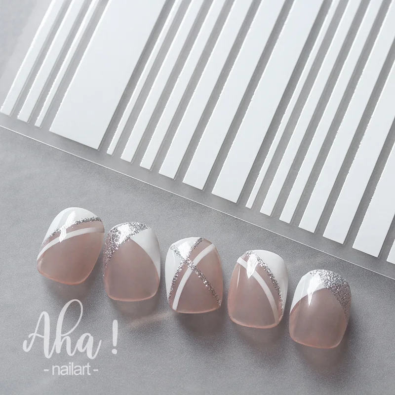 3D Translucence Nail Art Stickers Black White Round Dot Ultra-thin Nail Decals 3d Self-Adhesive  Kawaii Sliders