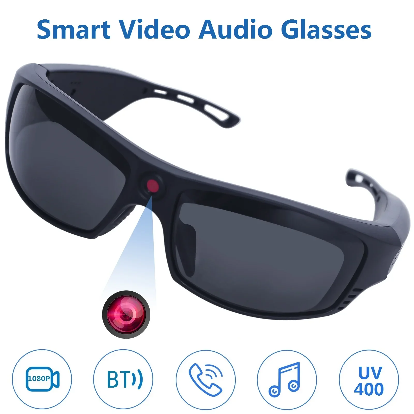 1080P Mini Camera Video Glasses AI Translation Sport Sunglasses with Bluetooth Speakers Call Action Camera Music Smart Glasses