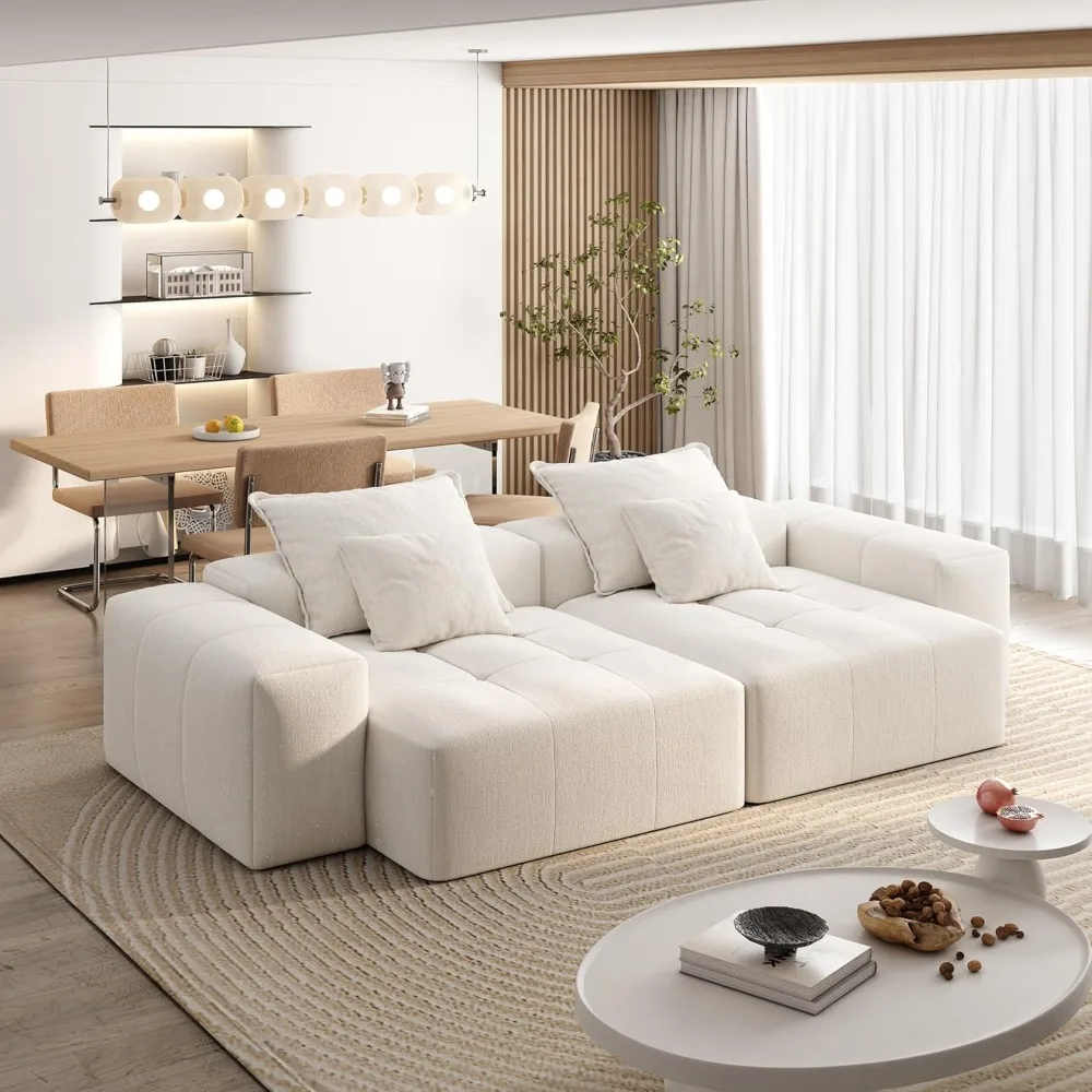 

113.39” Modular Sectional Sofa, DIY Cloud Couch with Deep Seat, Convertible Upholstered Couch for Living Room, Apartment, Sparkl