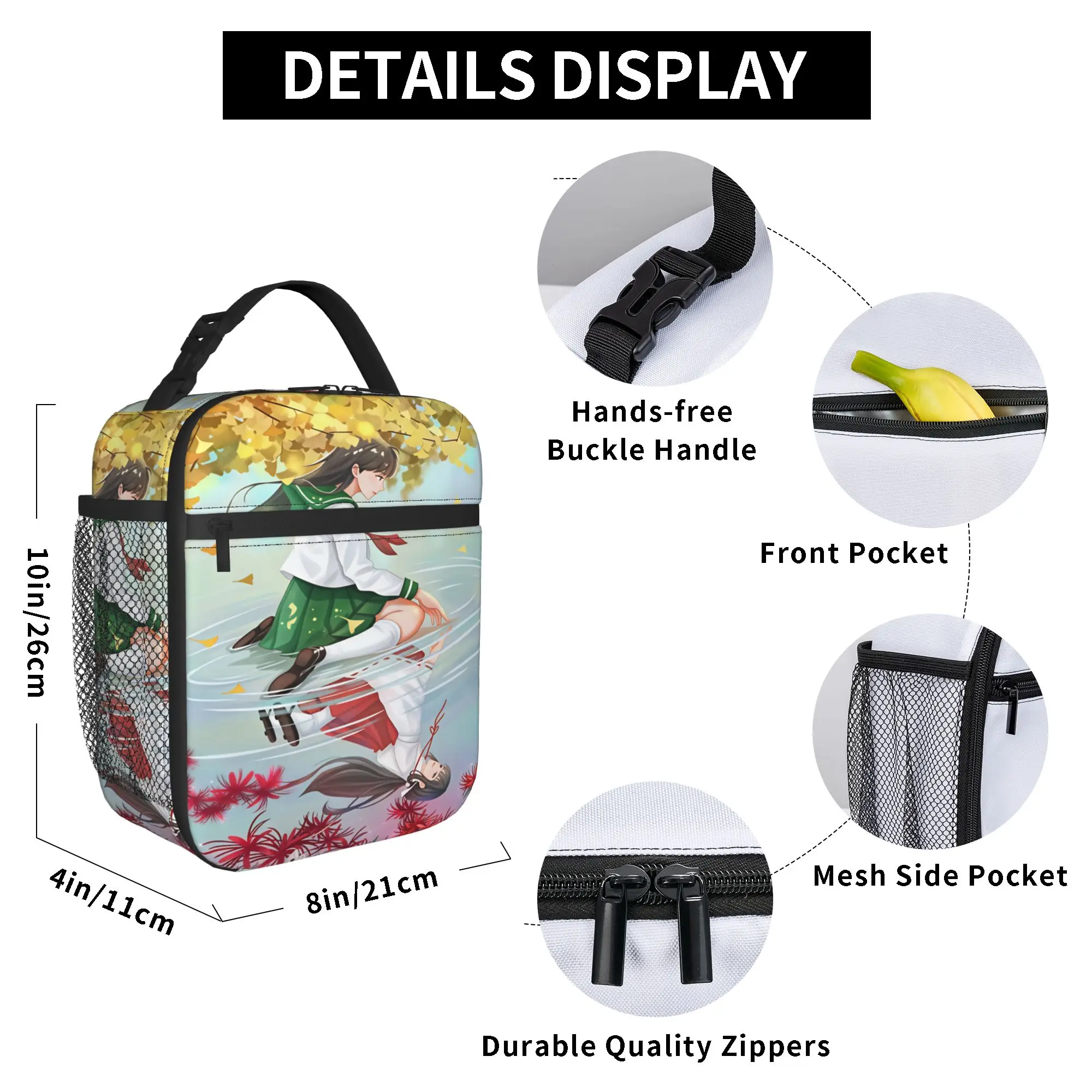 Inuyasha Kagome Higurashi Lunch Bag For Child  Print Lunch Box Retro Office Cooler Bag Convenient Oxford Thermal Lunch Bags view 6