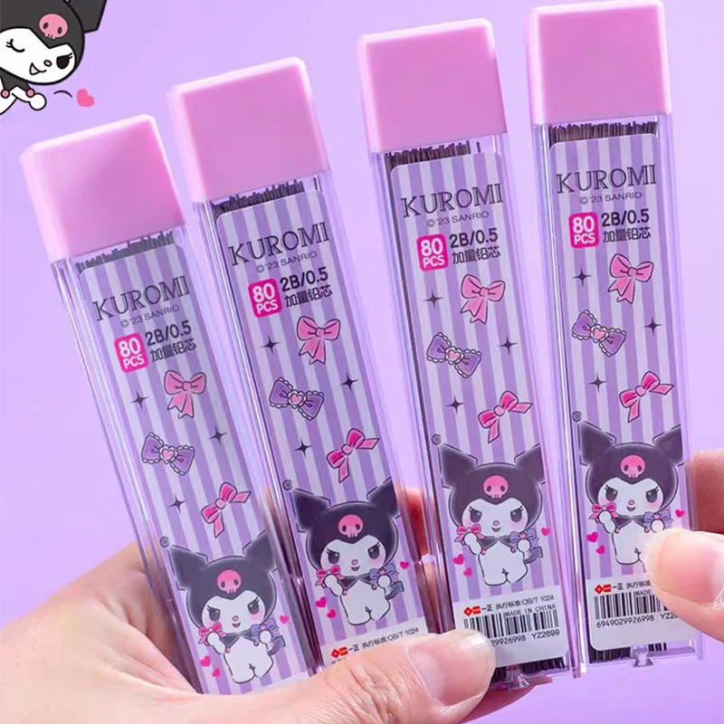 80Pcs/Set Sanrio Kuromi Cartoon Mechanical Pencil Refill Anime 0.5MM Pencil Student Cute Office Stationery School Supplies