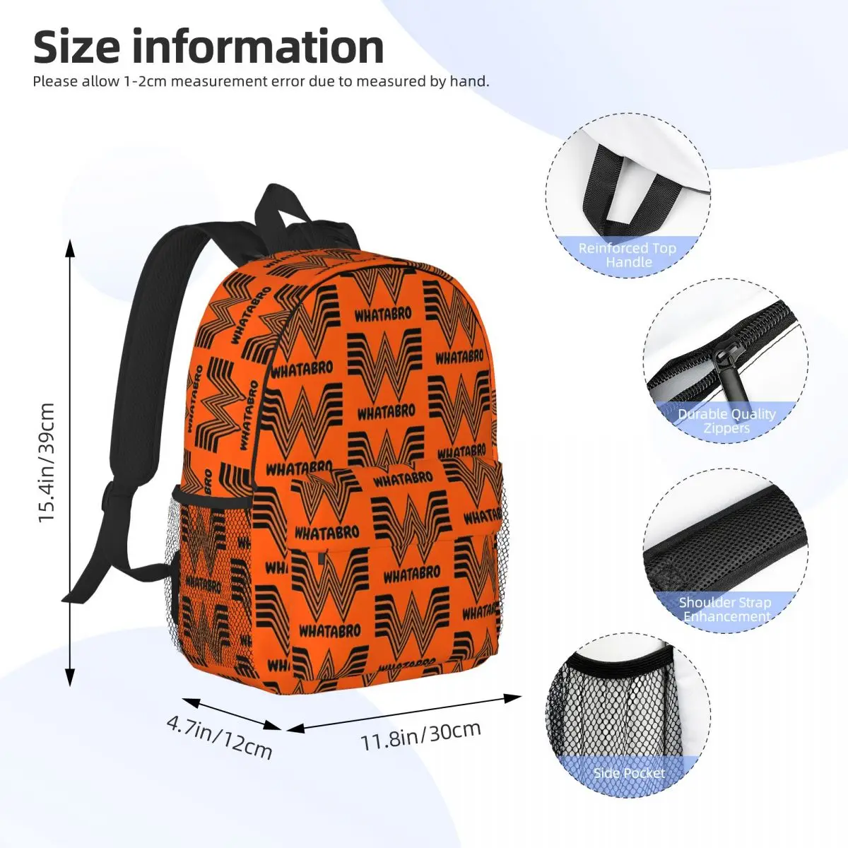 Whataburger Brother Whatabro pour filles et garçons, sac à dos étudiant de grande capacité, sac à dos léger et étanche, 15 po