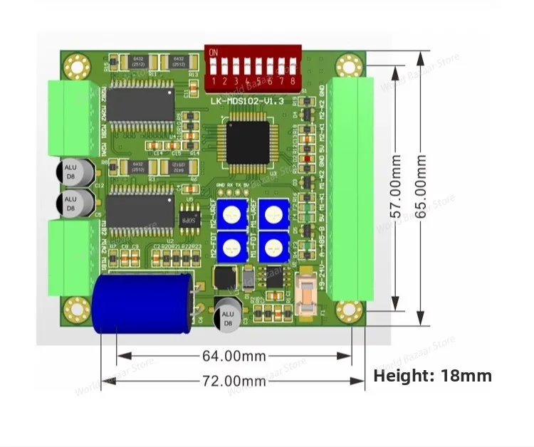 

2-сторонняя плата управления шаговым двигателем PTZ-привод 42/35 Модуль привода двигателя, совместимый с протоколом PELCO-D
