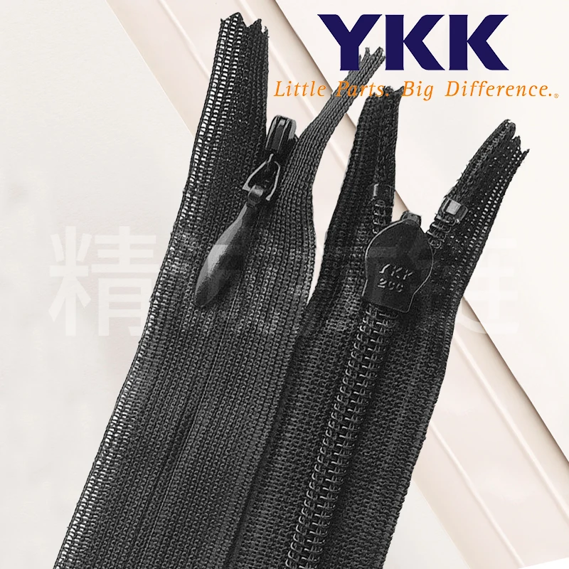 Ykk2cc Invisible Mesh Edge Water Drop Head Zipper, Black and White Color Spot High-end Dress, Back Side Zipper 100piece