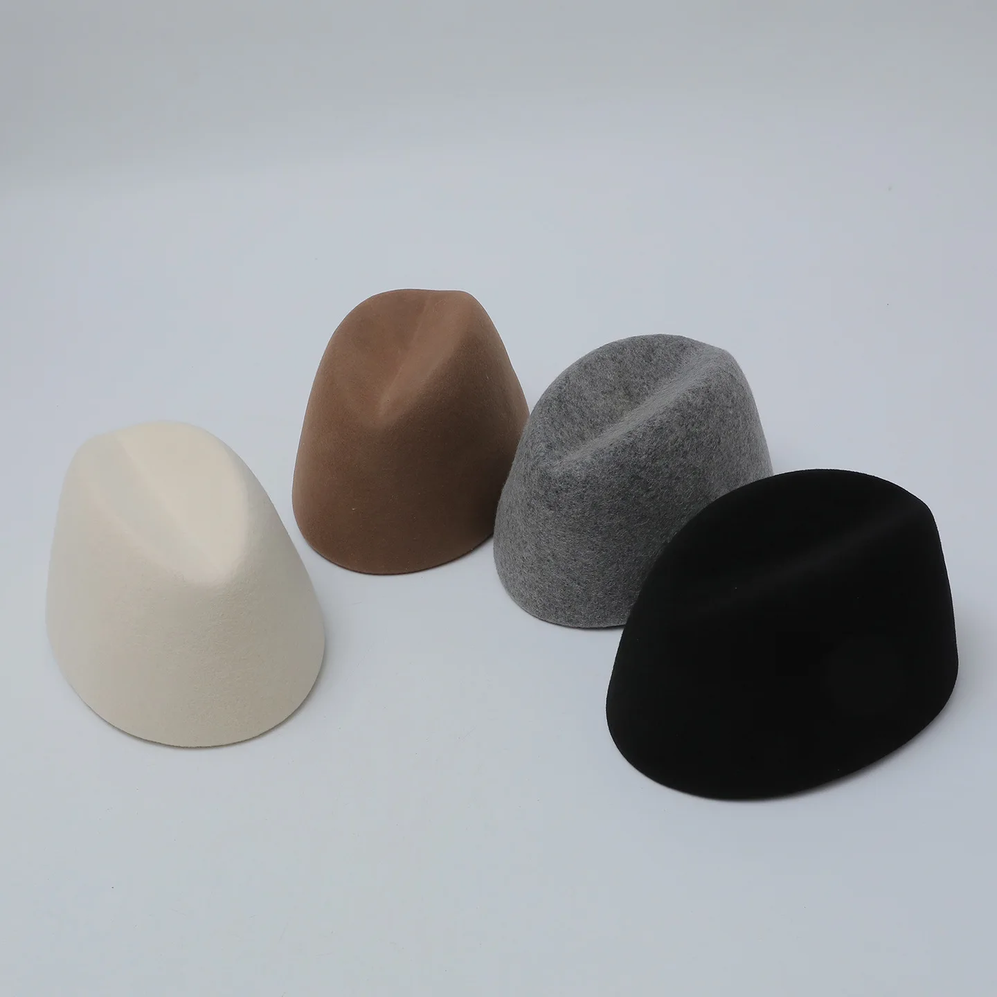 100% Wool New Winter Retro French Women's Wool Felt Hat, Medicine Box Hat, Flight Attendant Beret, Cone Top Hat