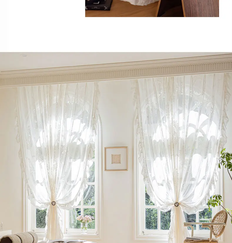 Benutzerdefinierte Größe!! Europäische Licht Mode Luxus Micro-Perle Retro Relief Spitze Elegante Vorhänge für Wohnzimmer Esszimmer Schlafzimmer Dekor – Detail 20